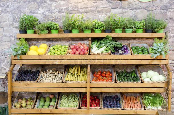 水果蔬菜货架背景