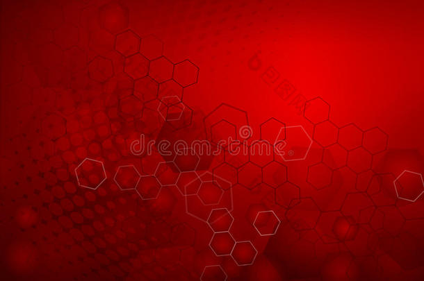抽象的新鲜红色<strong>自由基</strong>分子背景