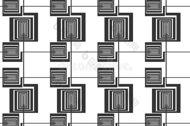 几何无缝图案。 有条纹的图案，迷宫。 黑白相间。