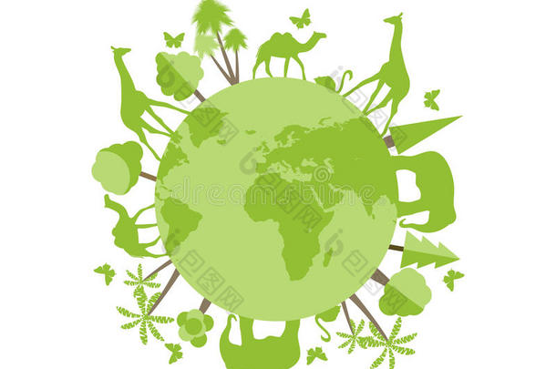 地球上的动物，动物收容所，<strong>野生动物保护区</strong>。 世界环境日。