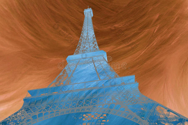 埃菲尔铁塔抽象数字艺术巴黎埃菲尔铁塔抽象数字艺术。轮廓。明信片，高分辨率