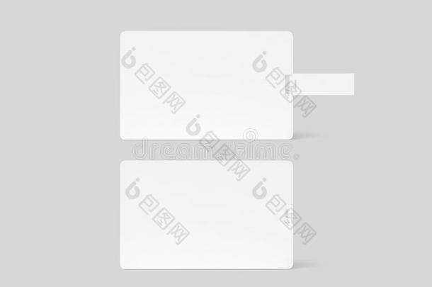 空白白色塑料晶片USB卡模型，背面视图，