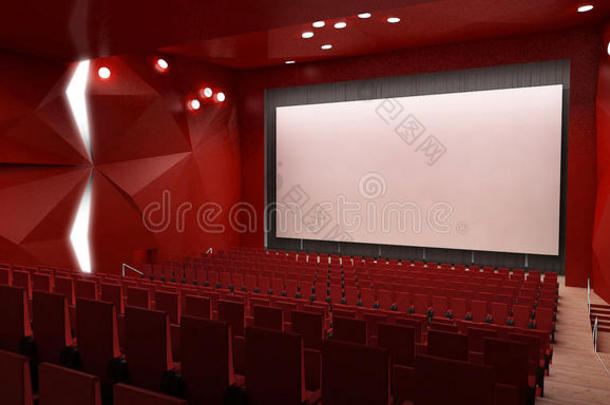 电影院大厅，3D渲染