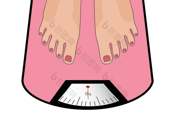 胖子或女人站在<strong>体</strong>重<strong>秤</strong>上，<strong>体</strong>重很重，矢量。 减肥的概念，健康的生活方式，饮食，适当的坚果