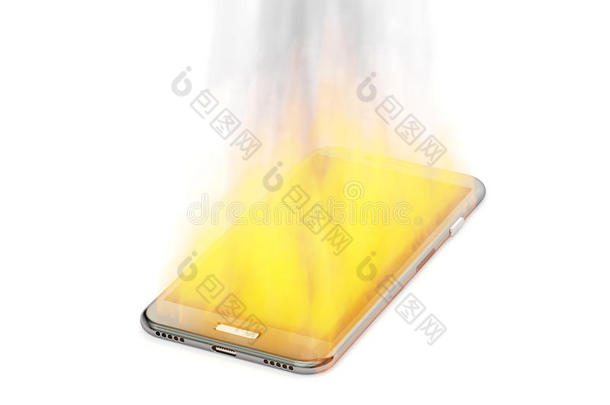 燃烧手机，3D渲染