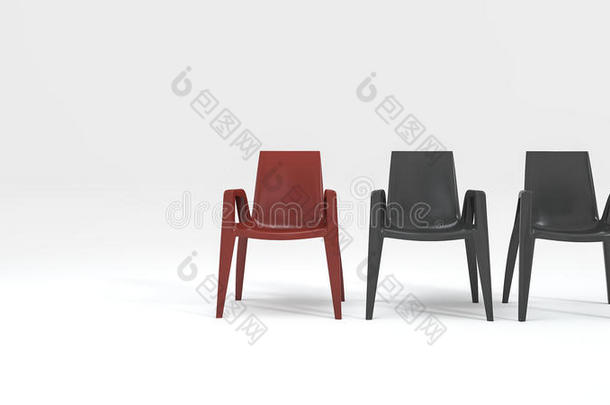 三维渲染对比色椅与现代设计
