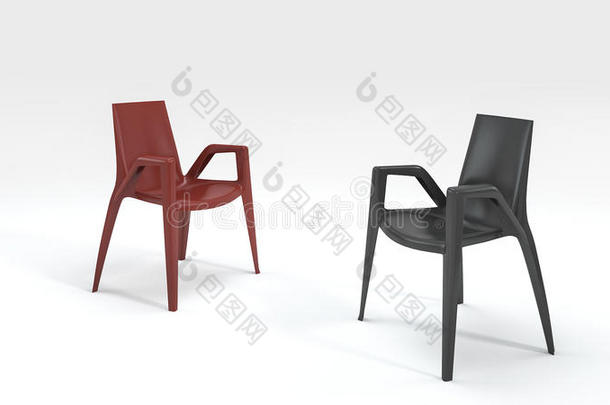 三维渲<strong>染</strong>良<strong>好</strong>的设计黑色和红色椅子