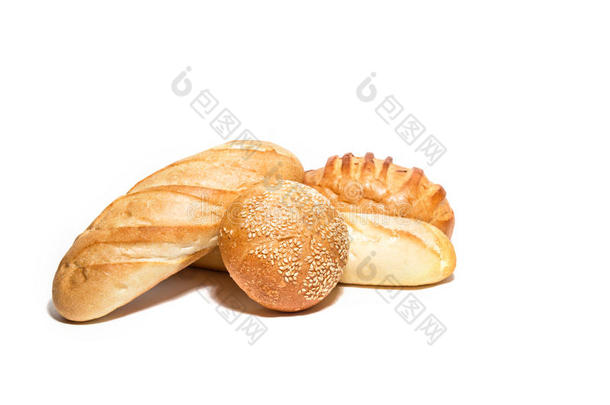 白色的不同种类的小麦或玉米<strong>面包</strong>