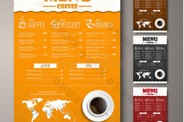 设计一个<strong>菜单</strong>的咖啡馆，商店或<strong>咖啡店</strong>与手绘