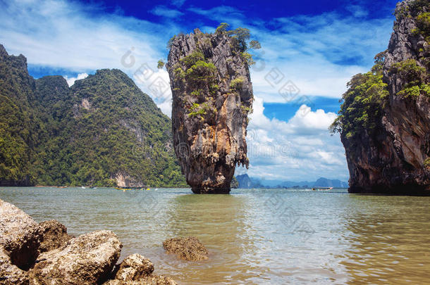 泰国的美丽自然。 詹姆斯邦德岛。 海洋景观，自然地标亚洲