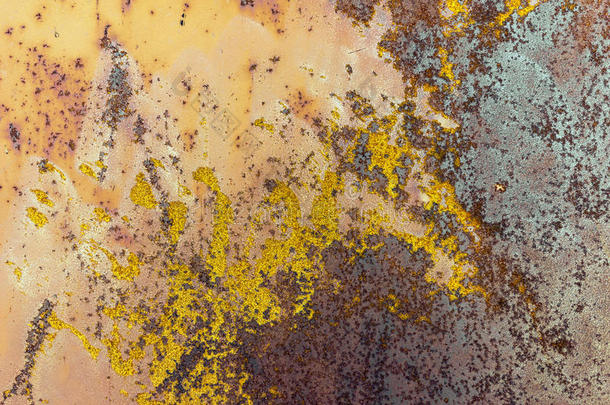 锈迹斑斑的纹理漆，磨碎的金属背景。