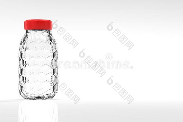 三维渲染良好的玻璃瓶与白色背景公司隔离