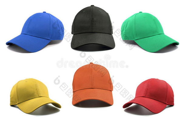 一群五颜六色的时尚帽子