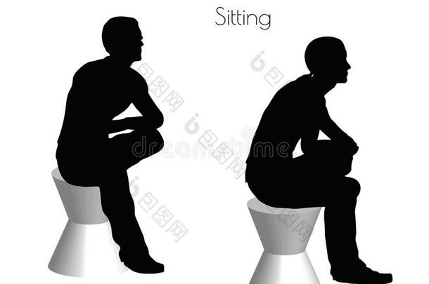EPS10矢量图一个人坐在白色背景上的姿势