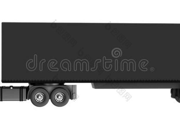 黑色卡车，集装箱隔离在白色上。
