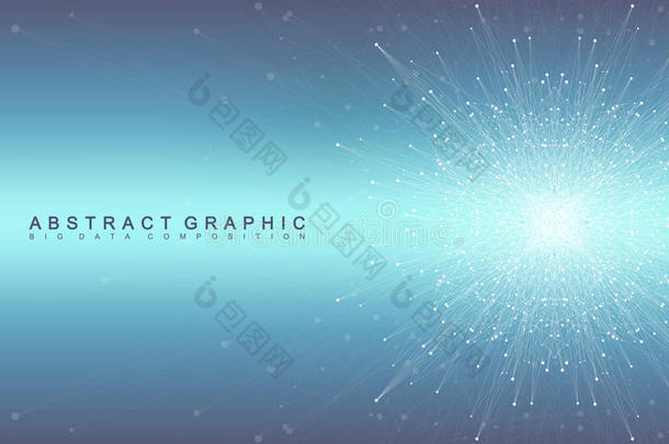 图形抽象背景通信。 大<strong>数据</strong>可视化。 <strong>透视</strong>背景与连接的线和点