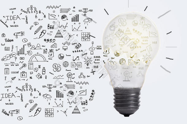 商业图与灯泡概念的想法，创新。