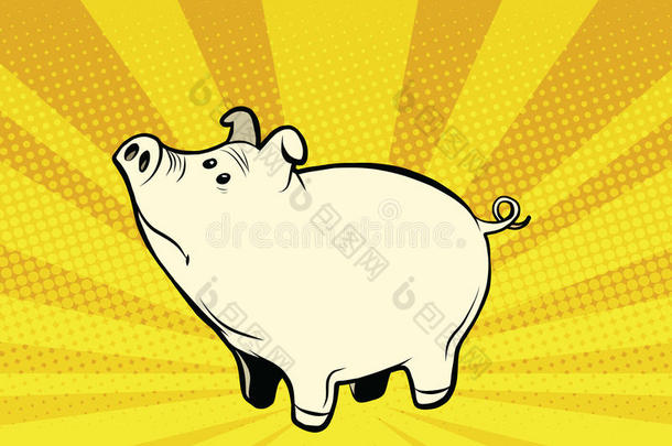 有趣可爱的猪流行艺术插图