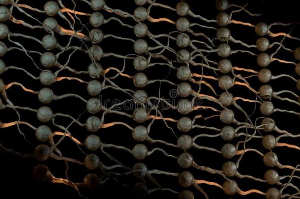 人工神经网络。 具有连接链路的神经元网络。 三维插图