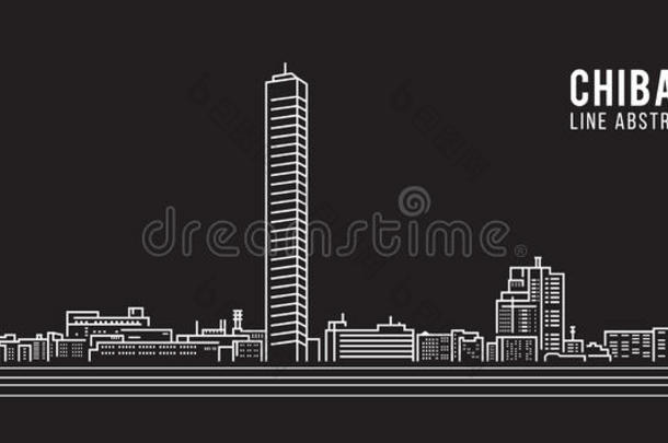 城市<strong>景观建筑</strong>线艺术矢量插图设计-千叶市