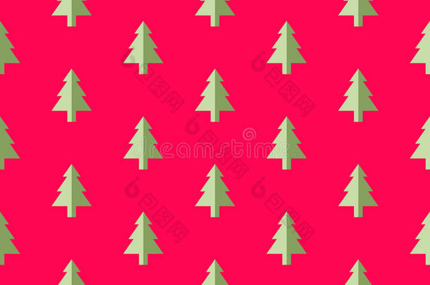 圣诞树无缝图案新年贺卡/壁纸背景。