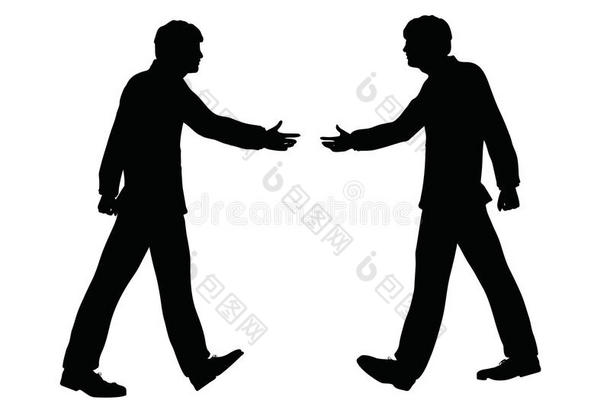 EPS10说明男子在商务握手姿势在白色背景