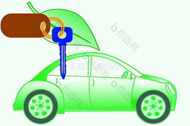汽车钥匙和汽车与围棋绿色概念