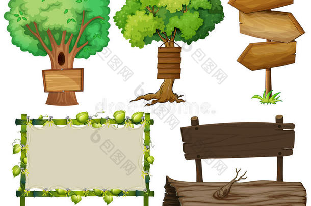木材制成的标志的不同设计