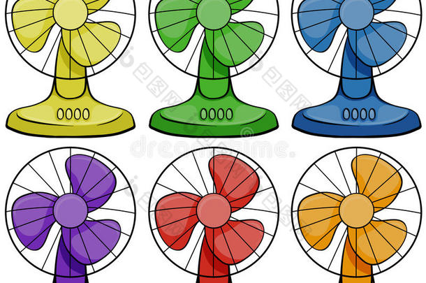 六种不同颜色的电风扇