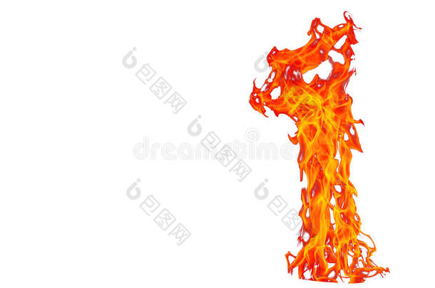 火焰火焰隔离在白色隔离背景上-美丽的黄色，橙色和红色和红色火焰火焰纹理风格。