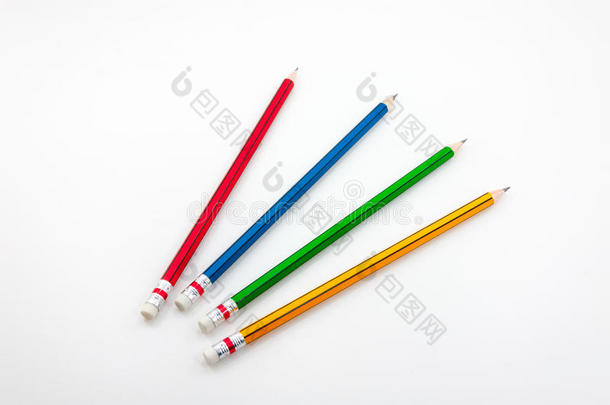 彩色铅笔在白色的书面文字的拳头力量