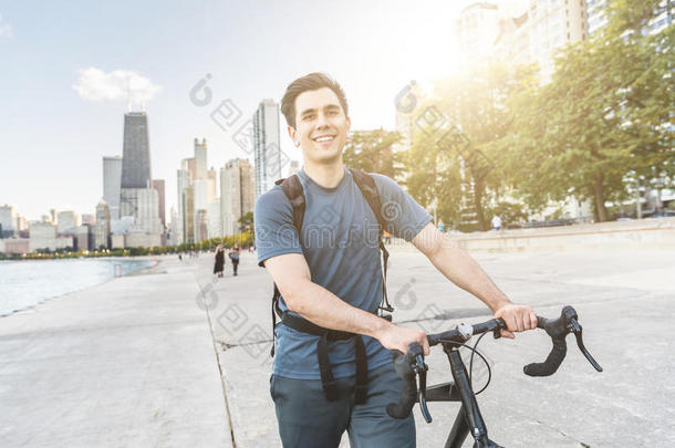 自行车骑自行车照相机运送芝加哥