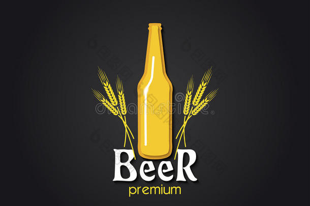 啤酒瓶和大麦的创意设计