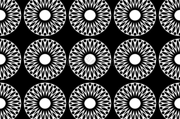 几何黑白时尚设计打印太阳曼陀罗图案纹理
