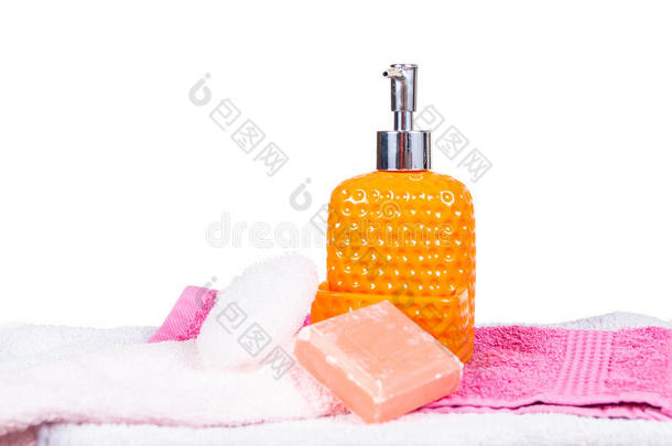 瓶子，液体肥皂分配器，被试分离白色背景，沐浴液，肥皂，洗发水液体肥皂