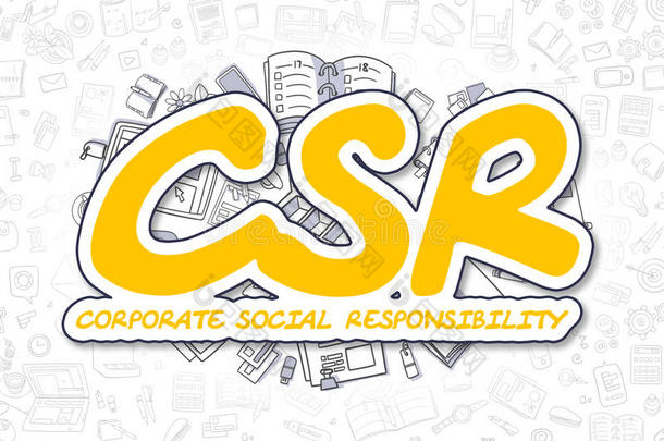 CSR-卡通黄色铭文。 商业概念。
