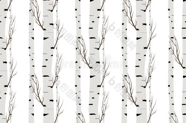 桦树。无pattern.vector.fabricdesign元素壁纸，网站背景，婴儿淋浴邀请，生日卡