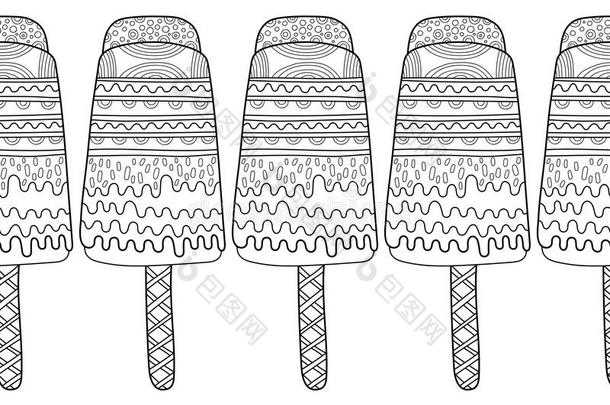 装饰边框与图案冰淇淋装饰，着色，剪贴簿