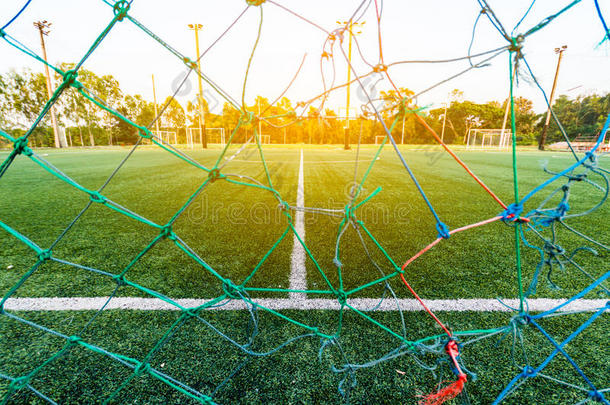 新鲜绿草的美丽图案，用于足球运动，<strong>足球场</strong>，<strong>足球场</strong>，团队运动纹理