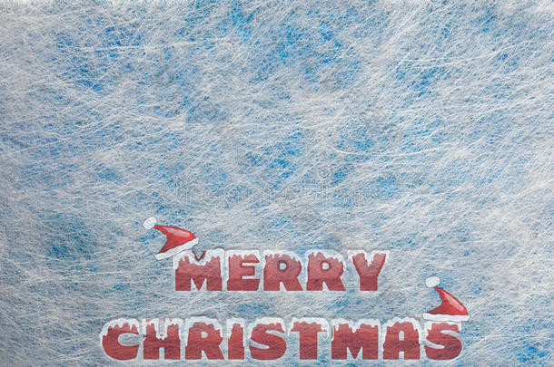 纤维织物和闪光胶片和圣诞快乐的文字，背景