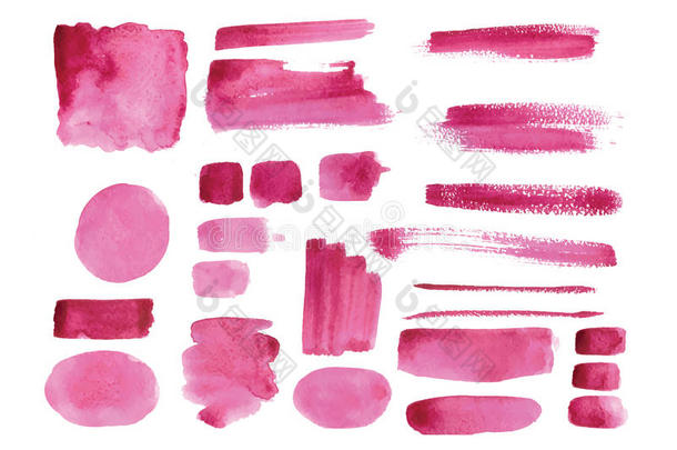 手工水彩纹理收集粉红色油漆