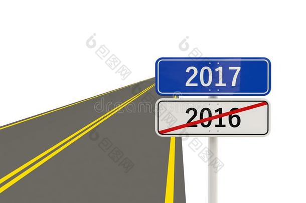 2017年新年路牌。