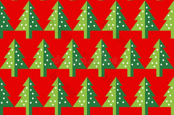 圣诞树无缝图案<strong>新年贺卡</strong>/壁纸<strong>背景</strong>。矢量图。