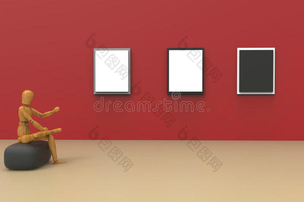抽象商业画廊工作室和画框在拉德墙现代创意展示