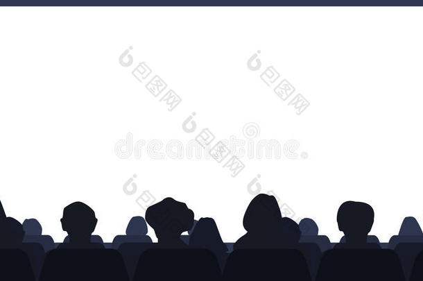 电影院大厅有观众和屏幕。 背景向量