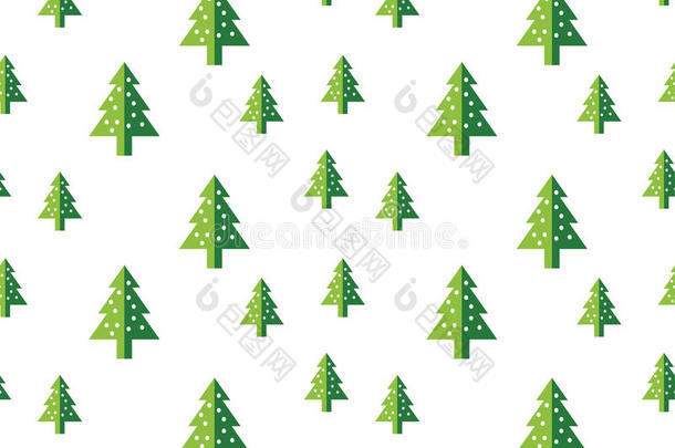 圣诞树无缝图案新年贺卡/壁纸背景。矢量图。