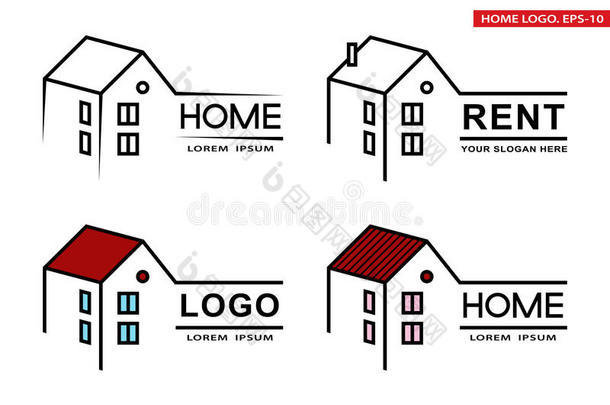设计矢量<strong>家居标志</strong>模板。 房地产房屋<strong>标志</strong>。 矢量插图。