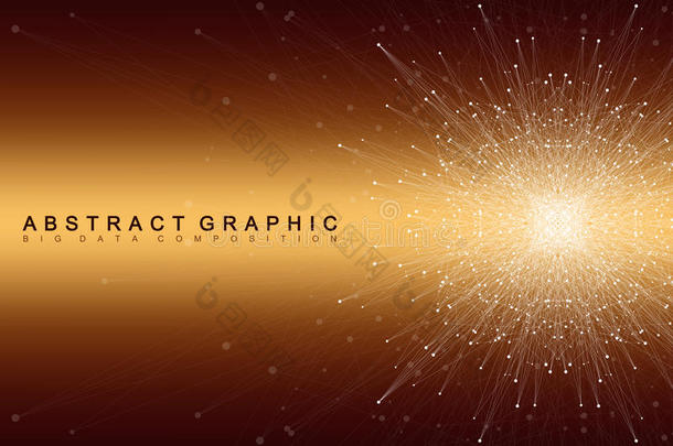 图形抽象背景通信。 大<strong>数据</strong>可视化。 <strong>透视</strong>背景与连接的线和点