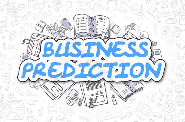 商业预测-卡通蓝色单词。 商业概念。