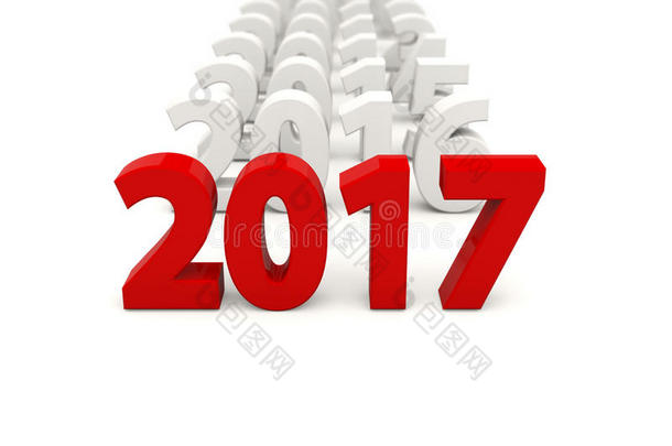 与其他年份的2017年新年象征。